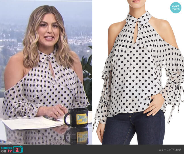 'Blayne' Polka Dot Cold-Shoulder Top by Alice + Olivia worn by Carissa Loethen Culiner on E! News