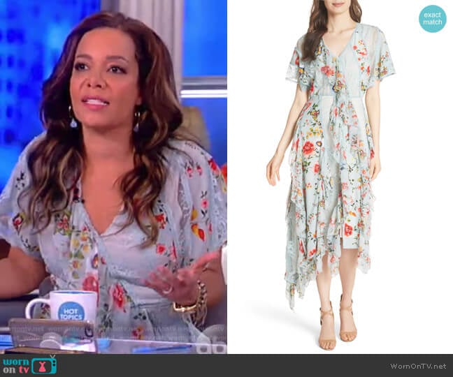 Kadence Ruffled Silk & Lace Midi Dress by Alice + Olivia worn by Sunny Hostin on The View