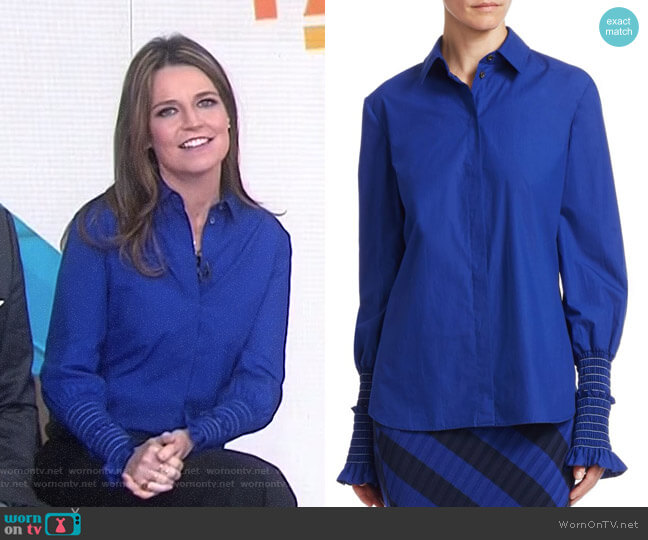 'Jorda' Ruched Sleeve Blouse by Altuzarra worn by Savannah Guthrie on Today