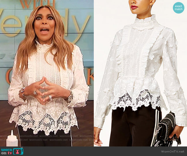 Lace Peplum Top by Anna Sui worn by Wendy Williams on The Wendy Williams Show