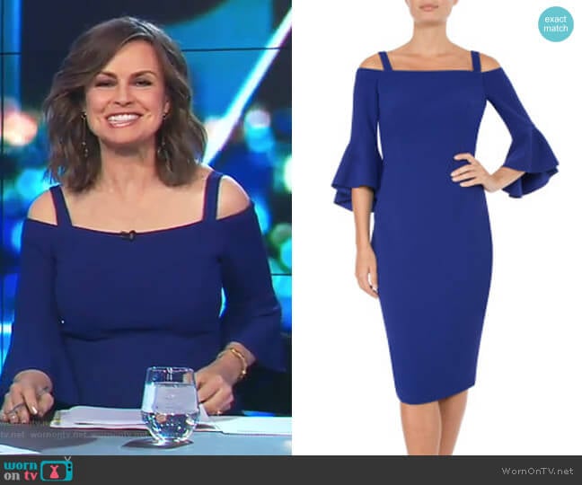 Cobalt Cold Shoulder Dress by Anthea Crawford worn by Lisa Wilkinson on The Project