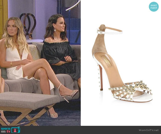 Bon Bon Leather Sandals by Aquazzura worn by Teddi Mellencamp Arroyave on The Real Housewives of Beverly Hills