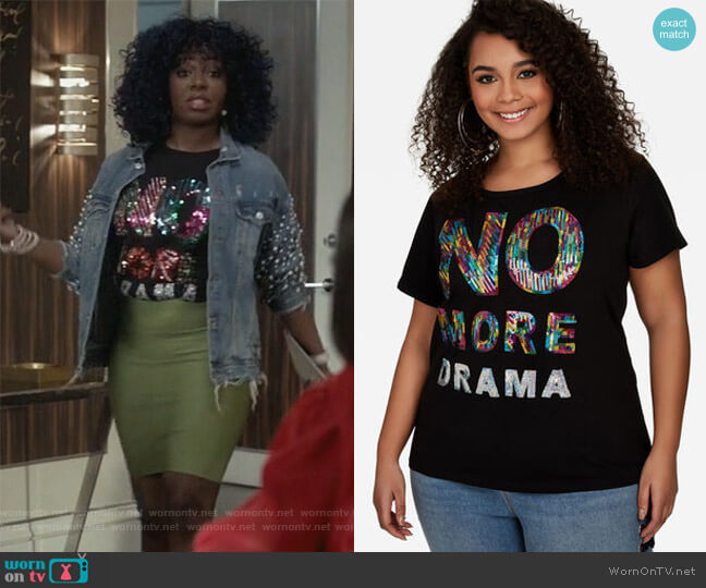 WornOnTV: Porsha's no more drama t-shirt and pearl embellished