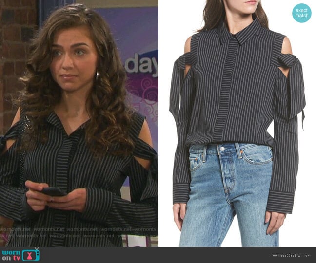 Bow Cold Shoulder Top by BP worn by Ciara Brady (Victoria Konefal) on Days of our Lives