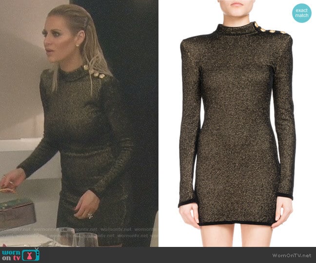 Metallic Mock-Neck Long-Sleeve Dress by Balmain worn by Dorit Kemsley on The Real Housewives of Beverly Hills