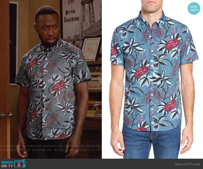 Bonobos Slim Fit Floral Print Sport Shirt worn by Winston Bishop (Lamorne Morris) on New Girl