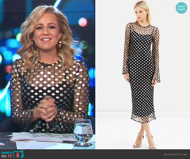 WornOnTV: Carrie’s black mesh polka dot dress on The Project | Carrie ...