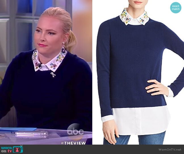 Layered-Look Embellished Sweater by C by Bloomingdales worn by Meghan McCain on The View