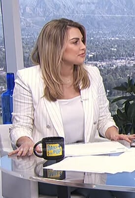 Carissa’s white pinstripe blazer on E! News Daily Pop