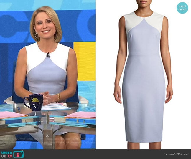 Colorblock Sleeveless Body-Con Midi Sheath Dress by Diane von Furstenberg worn by Amy Robach on Good Morning America