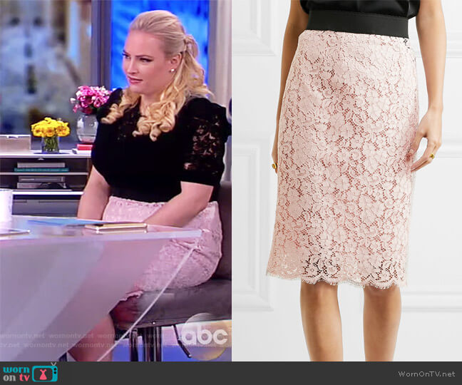 Corded cotton-blend lace midi skirt by Dolce & Gabbana worn by Meghan McCain on The View