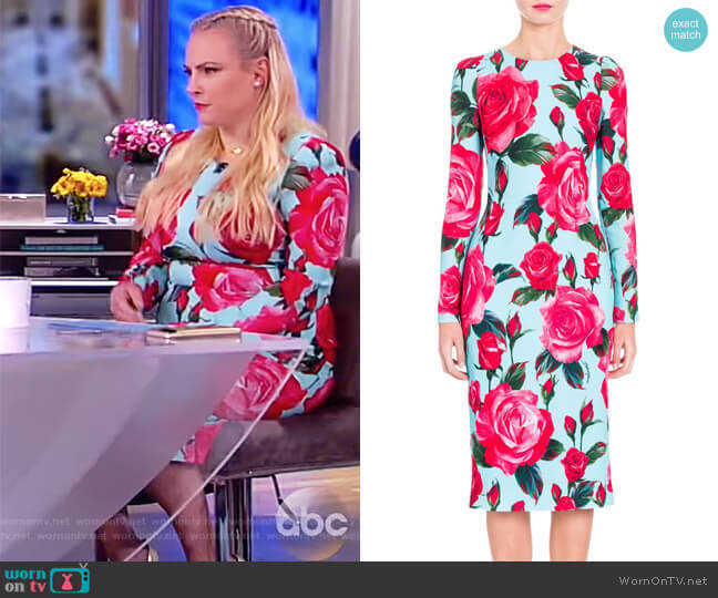 Rose-Print Sheath Dress by Dolce & Gabbana worn by Meghan McCain on The View