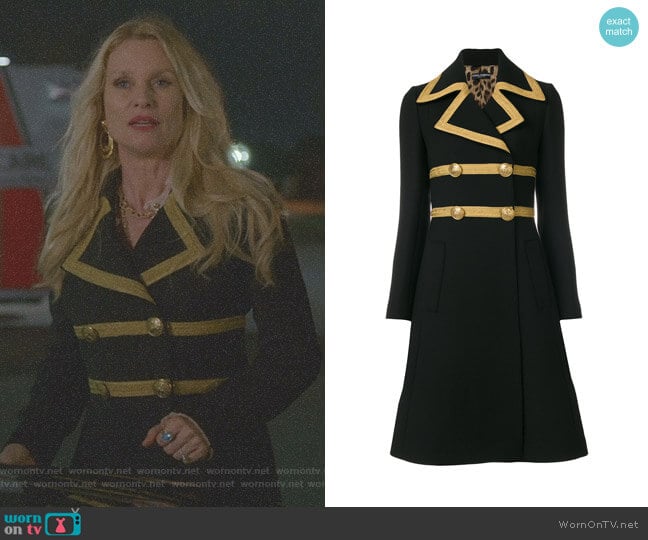 Military Coat by Dolce & Gabbana worn by Alexis Carrington (Elaine Hendrix) on Dynasty