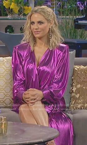 Dorit’s metallic magenta draped dress on The Real Housewives of Beverly Hills