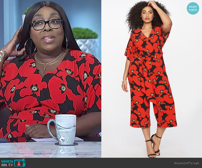 WornOnTV: Loni’s black and red floral print jumpsuit on The Real | Loni ...