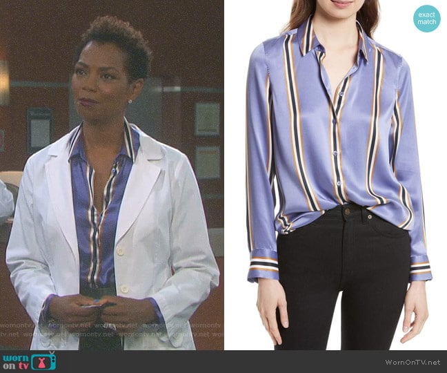 Essential Print Silk Shirt by Equipment worn by Valerie Grant (Vanessa Williams) on Days of our Lives