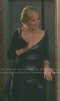 Eve’s black leather panel sheath dress on Days of our Lives