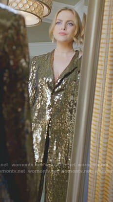 Fallon’s sequin jacket and pants on Dynasty