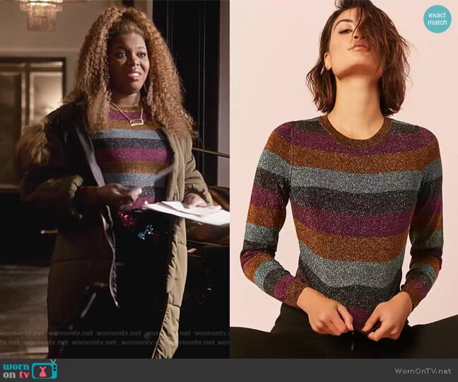 Metallic Stripe Top by Forever 21 worn by Porsha Taylor (Ta'Rhonda Jones) on Empire