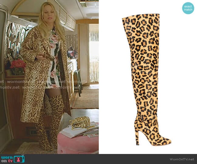 Leopard Printed Boots by Francesco Russo worn by Alexis Carrington (Elaine Hendrix) on Dynasty