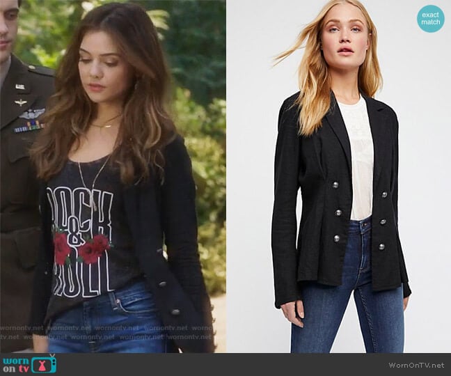 Cinched Waist Linen Blazer by Free People worn by Harper Tate (Danielle Campbell) on Famous in Love