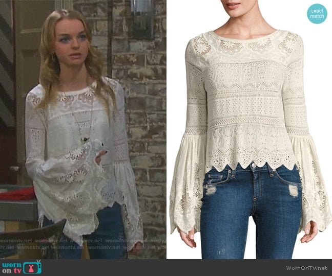 Once Upon A Time Bell Sleeve Top by Free People worn by Claire Brady (Olivia Keegan) on Days of our Lives