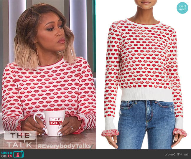 Kiss Print Sweater by French Connection worn by Eve on The Talk