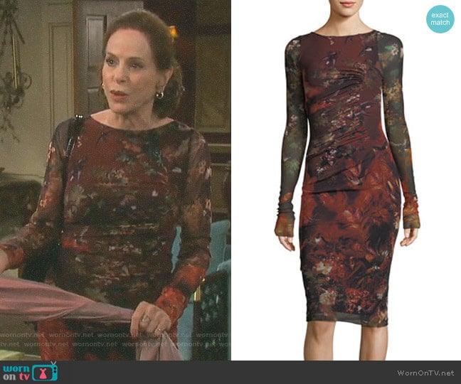 Ruched Floral Print Dress by Fuzzi worn by Vivian Alamain (Louise Sorel) on Days of our Lives