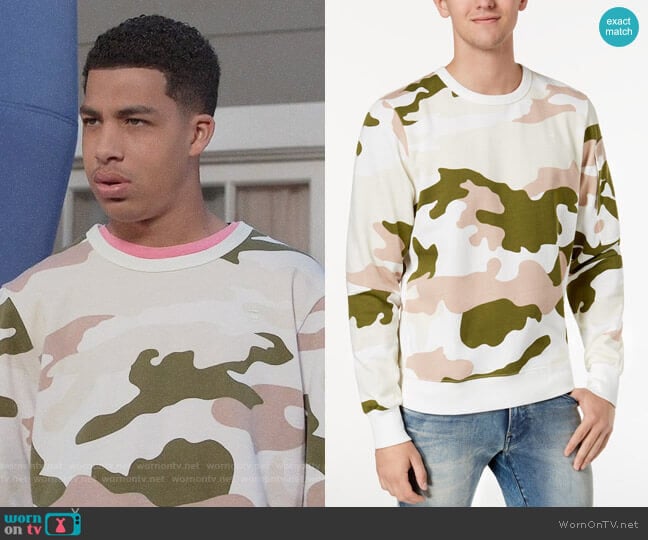 G Star RAW Camouflage-Print Sweatshirt worn by Andre Johnson Jr (Marcus Scribner) on Black-ish