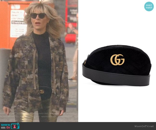 Black Marmont Velvet Belt Bag by Gucci worn by Dorit Kemsley on The Real Housewives of Beverly Hills