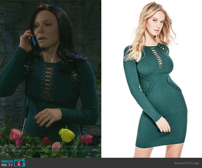 Cary Lace-up Sweater Dress by Guess worn by Abigail Deveraux (Kate Mansi) on Days of our Lives