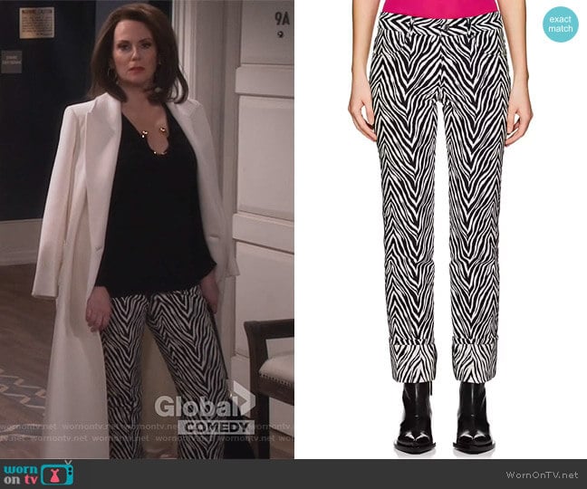 Motley Cotton-Silk Cuffed Pants by Helmut Lang worn by Karen Walker (Megan Mullally) on Will and Grace