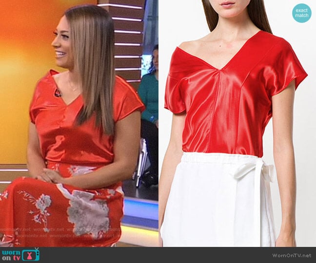 Dropped Shoulder T-Shirt by Helmut Lang worn by Ginger Zee on Good Morning America