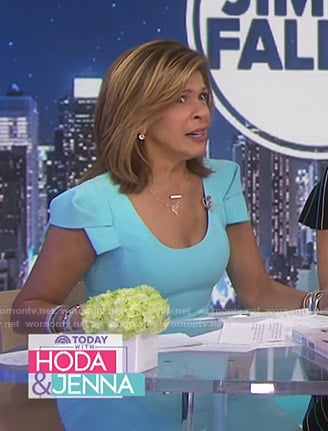 Hoda’s blue cap sleeve scoop neck dress on Today