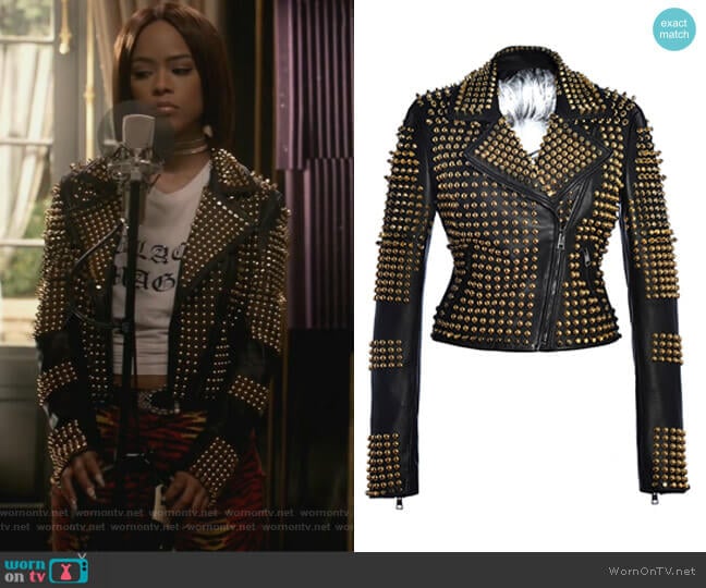 Angelina Gold Jacket by Hysideis worn by Tiana Brown (Serayah McNeill) on Empire