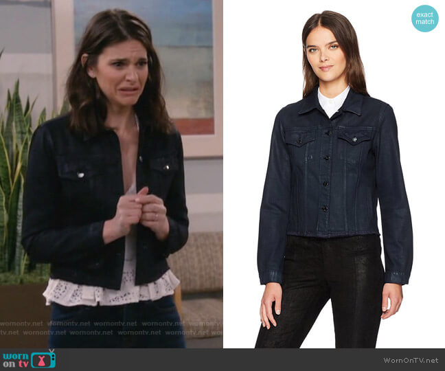 Slim Jacket with Raw Hem by J Brand worn by Leslie Curry (Lindsey Kraft) on Living Biblically