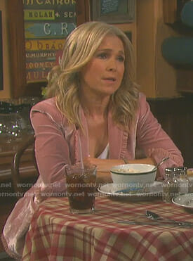 Jennifer’s pink velvet ruffled jacket on Days of our Lives