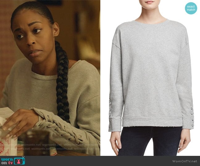 WornOnTV: Anissa’s gray lace-up sleeve sweatshirt on Black Lightning ...