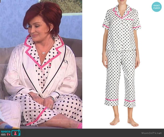 Cropped Sateen Pajamas by Kate Spade worn by Sharon Osbourne on The Talk