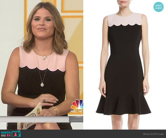 WornOnTV: Jenna’s pink and black scallop dress on Today | Jenna Bush ...