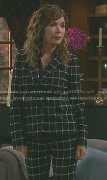 Kate’s black windowpane check suit on Days of our Lives
