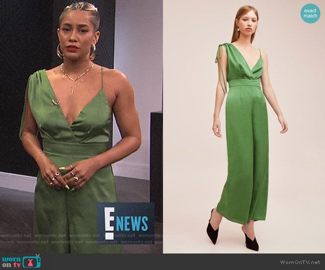 I've Got You Jumpsuit in Emerald Green by Keepsake worn by Sibley Scoles on E! News