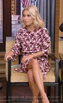 Kelly's floral print dress with ruffled cuffs on Live With Kelly