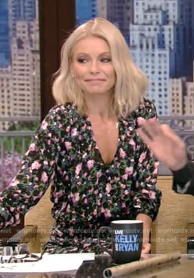 Kelly's floral v-neck dress on Live with Kelly and Ryan