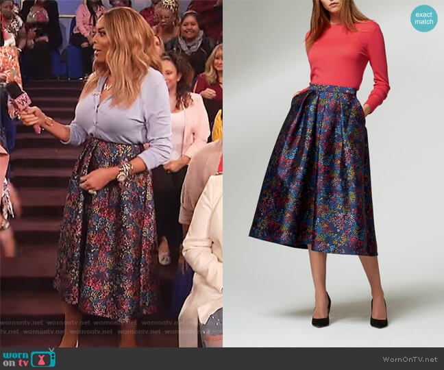 Floral Print Skirt by L.K. Bennett worn by Wendy Williams on The Wendy Williams Show