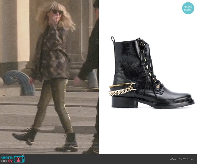 Chain-Embellished Combat Boots by Lanvin worn by Dorit Kemsley on The Real Housewives of Beverly Hills