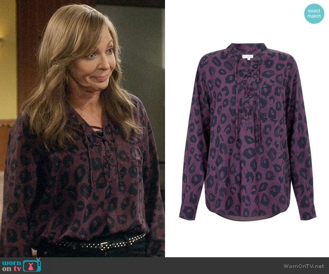 Lee Animal Print Drawcord Shirt worn by Bonnie Plunkett (Allison Janney) on Mom