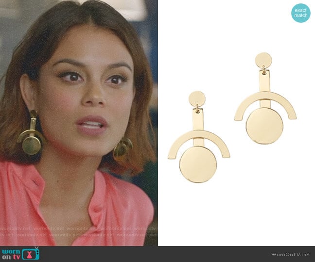 Telescope Earrings by Lele Sadoughi worn by Cristal Flores (Nathalie Kelley) on Dynasty