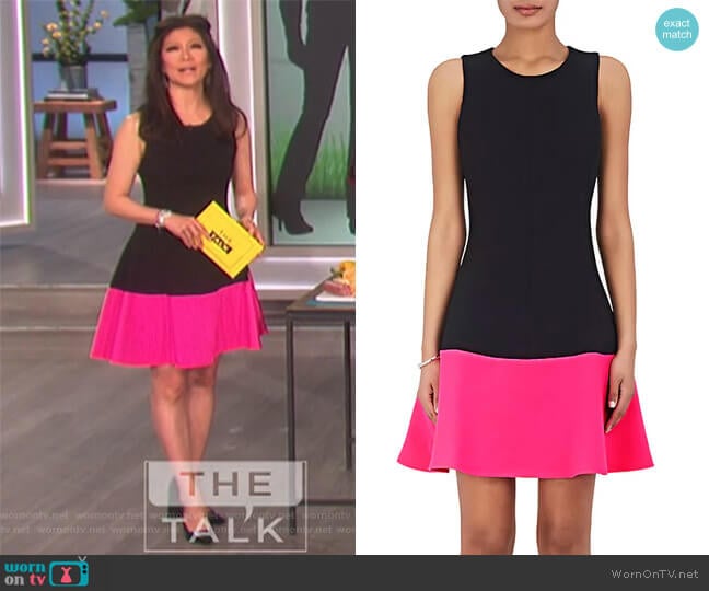 Colorblocked Fit & Flare Dress by Lisa Perry worn by Julie Chen on The Talk