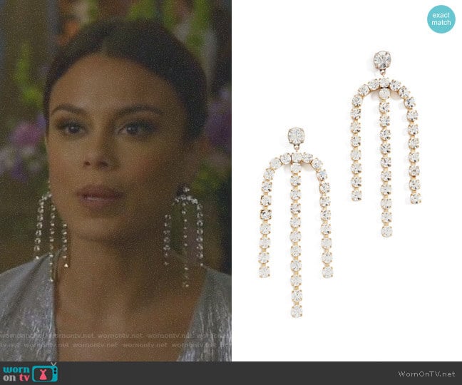 Statement Crystal Earrings by Lulu Frost worn by Cristal Flores (Nathalie Kelley) on Dynasty